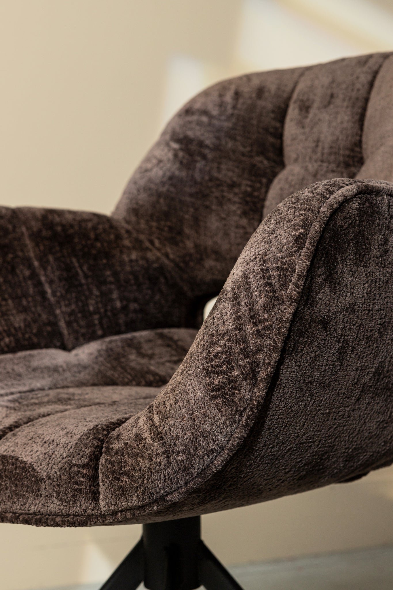 Link Dining Chair Dark Brown Fabric With Metal Legs