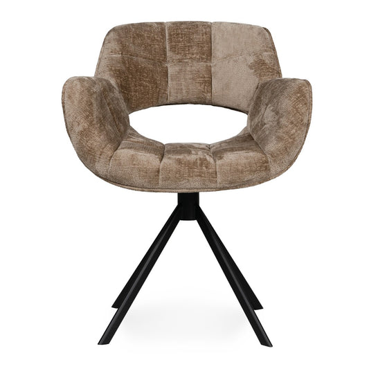 Link Dining Chair Beige Fabric With Metal Legs