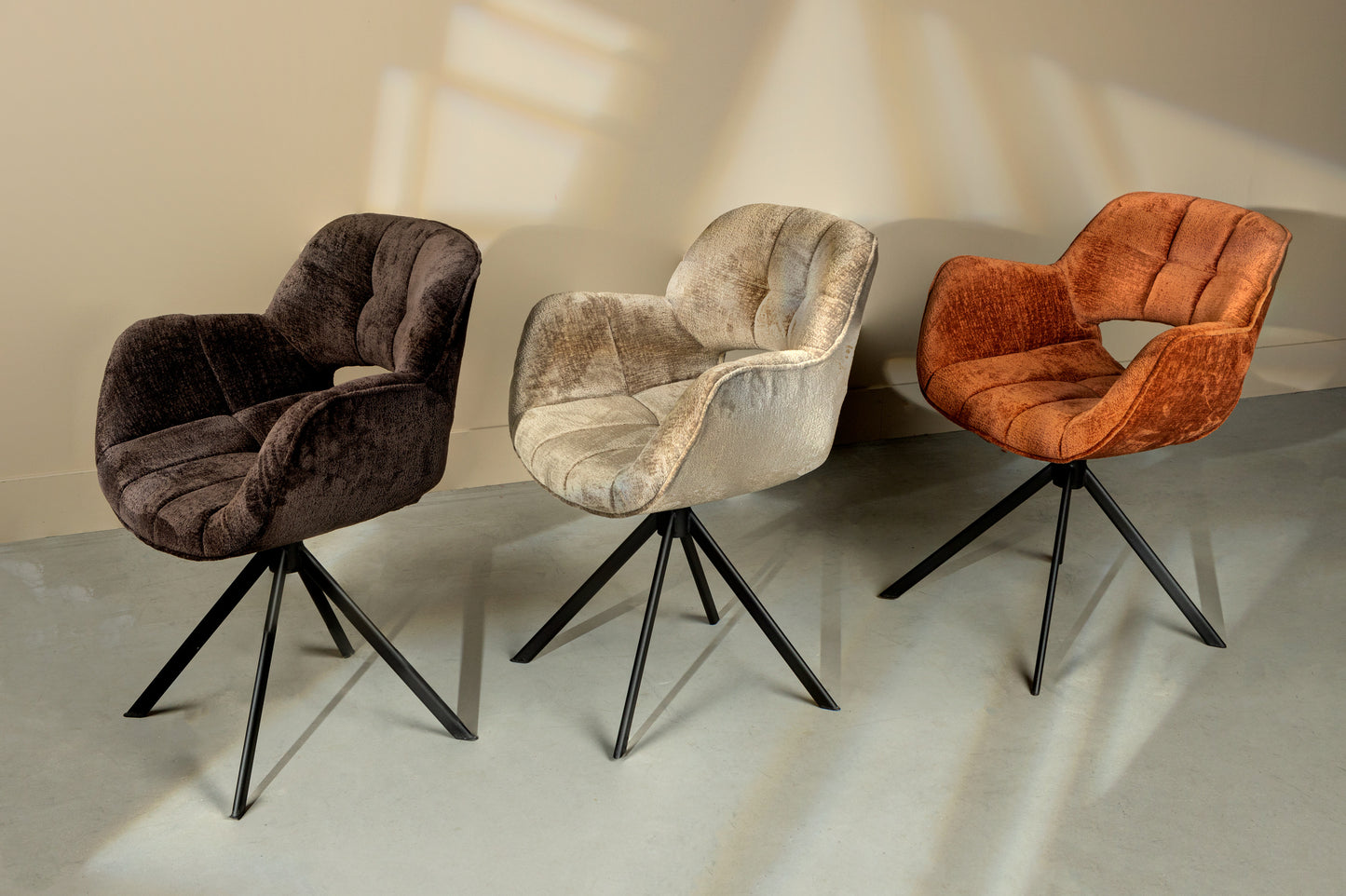 Link Dining Chair Beige Fabric With Metal Legs