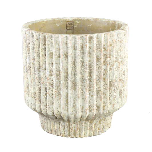 Gabriel Cream Cement Pot Round Lines  XXL