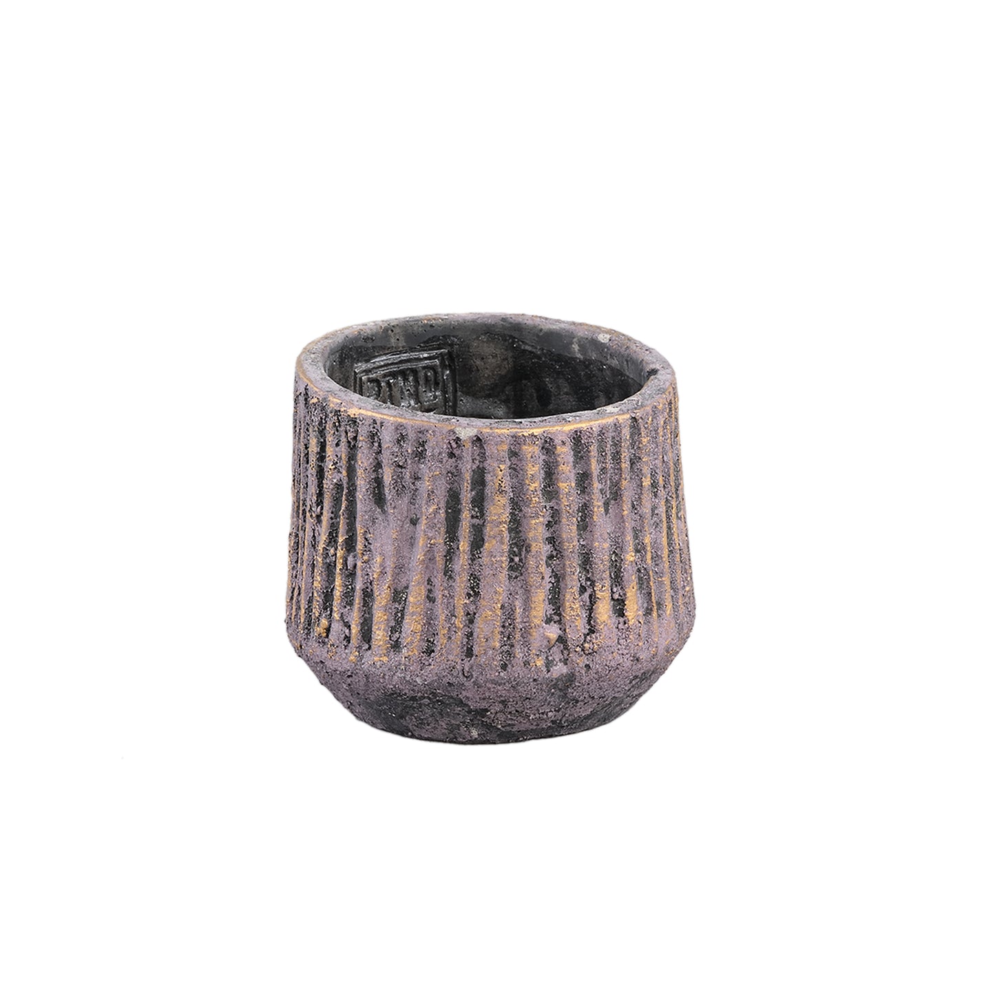 Holden Purple Cement Pot Round Gold Finish XS