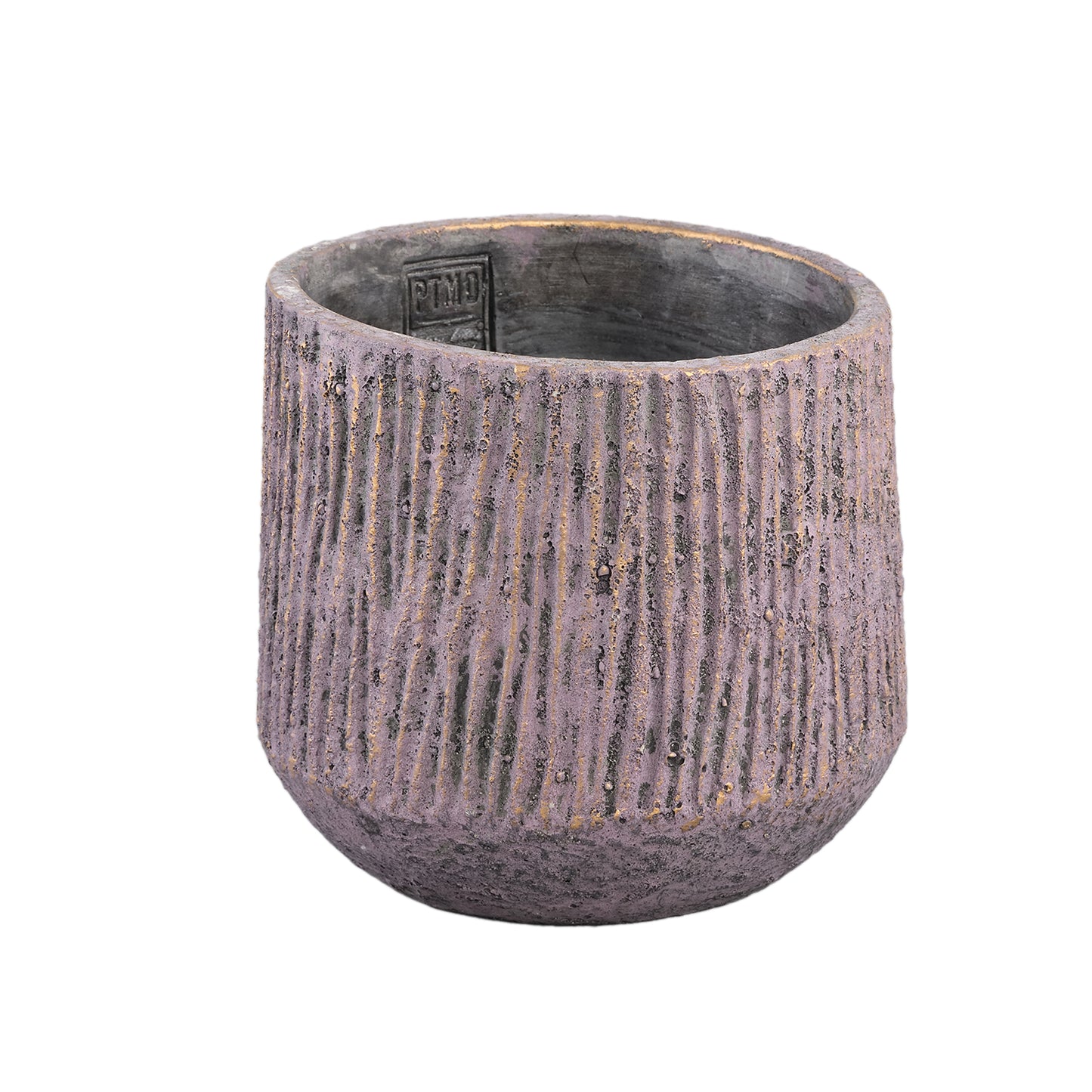 Holden Paarse Cement Pot Rond Goudafwerking Set Van 4 Stuks L - 4 Sets 17x21x21 cm