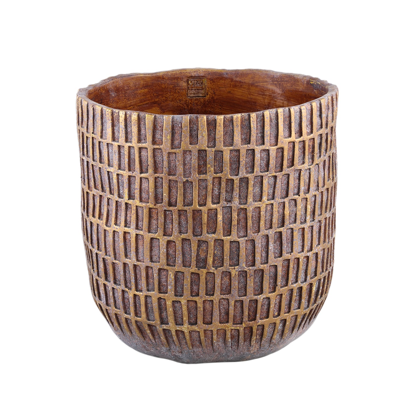 Vivienne Brown Cement Round Pot Rectangles XXL