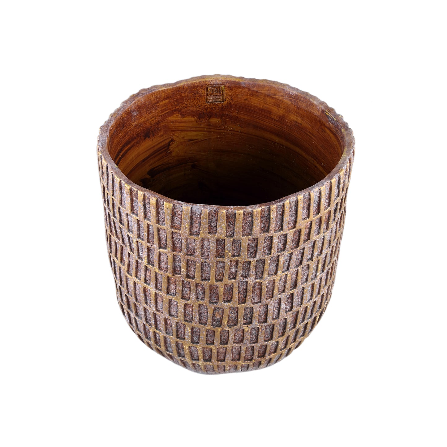 Vivienne Brown Cement Round Pot Rectangles XXL