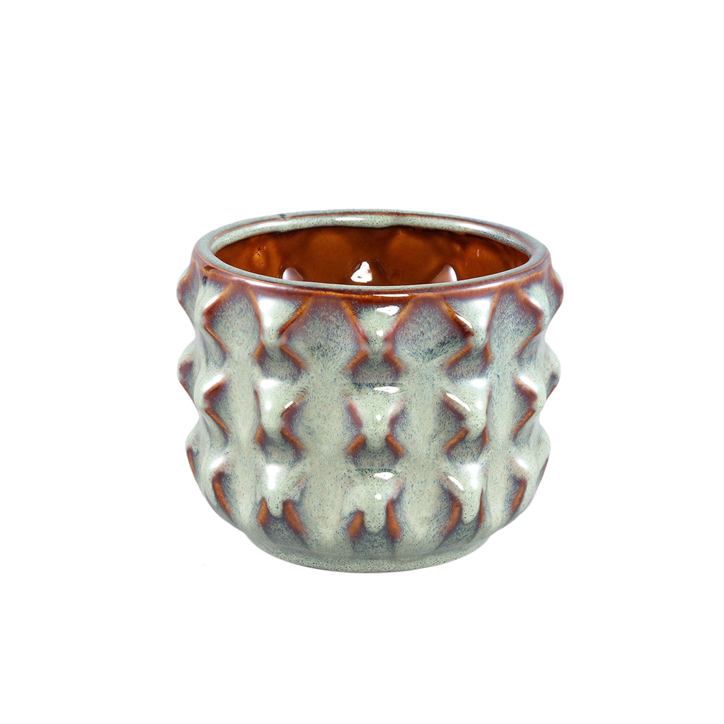 Delany Green Glazed Ceramic Pot 3D Triangle XS