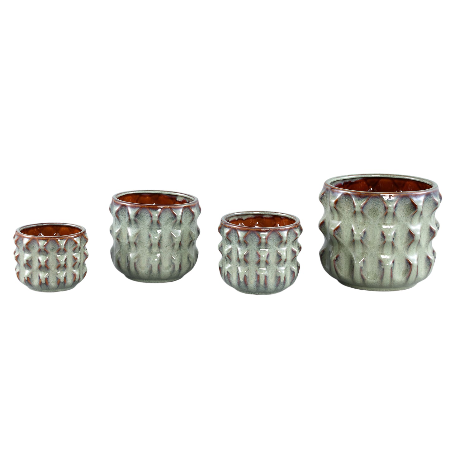 Delany Green Glazed Ceramic Pot 3D Triangle XS