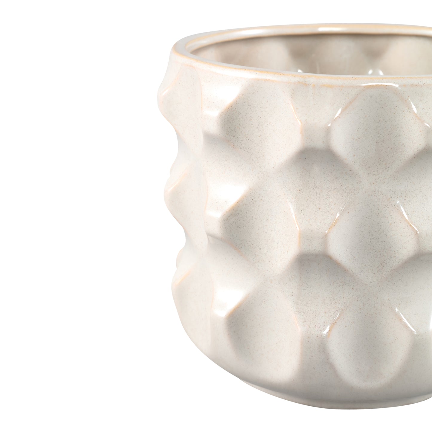 Delany Cream Glazed Ceramic Pot 3D Triangle L