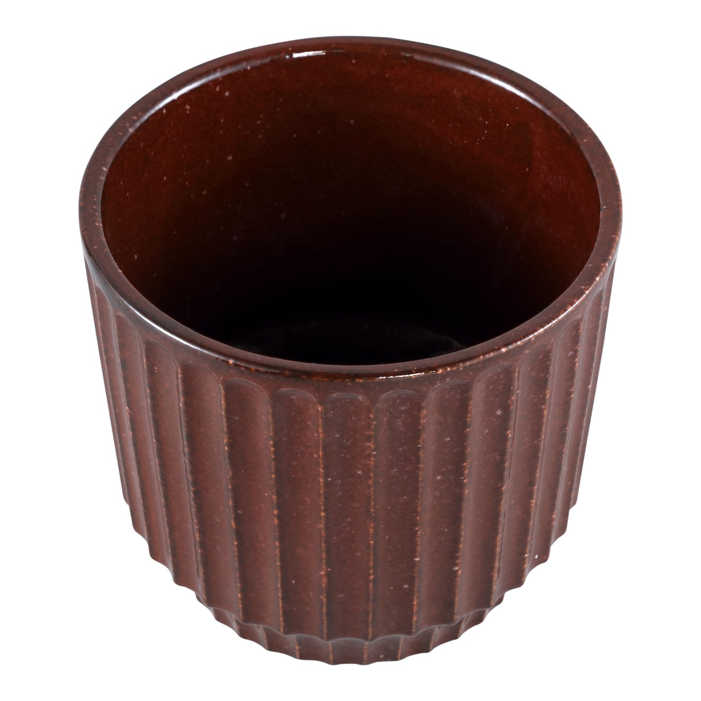 Hodor Bordeaux Glazed Ceramic Round Pot Lines L