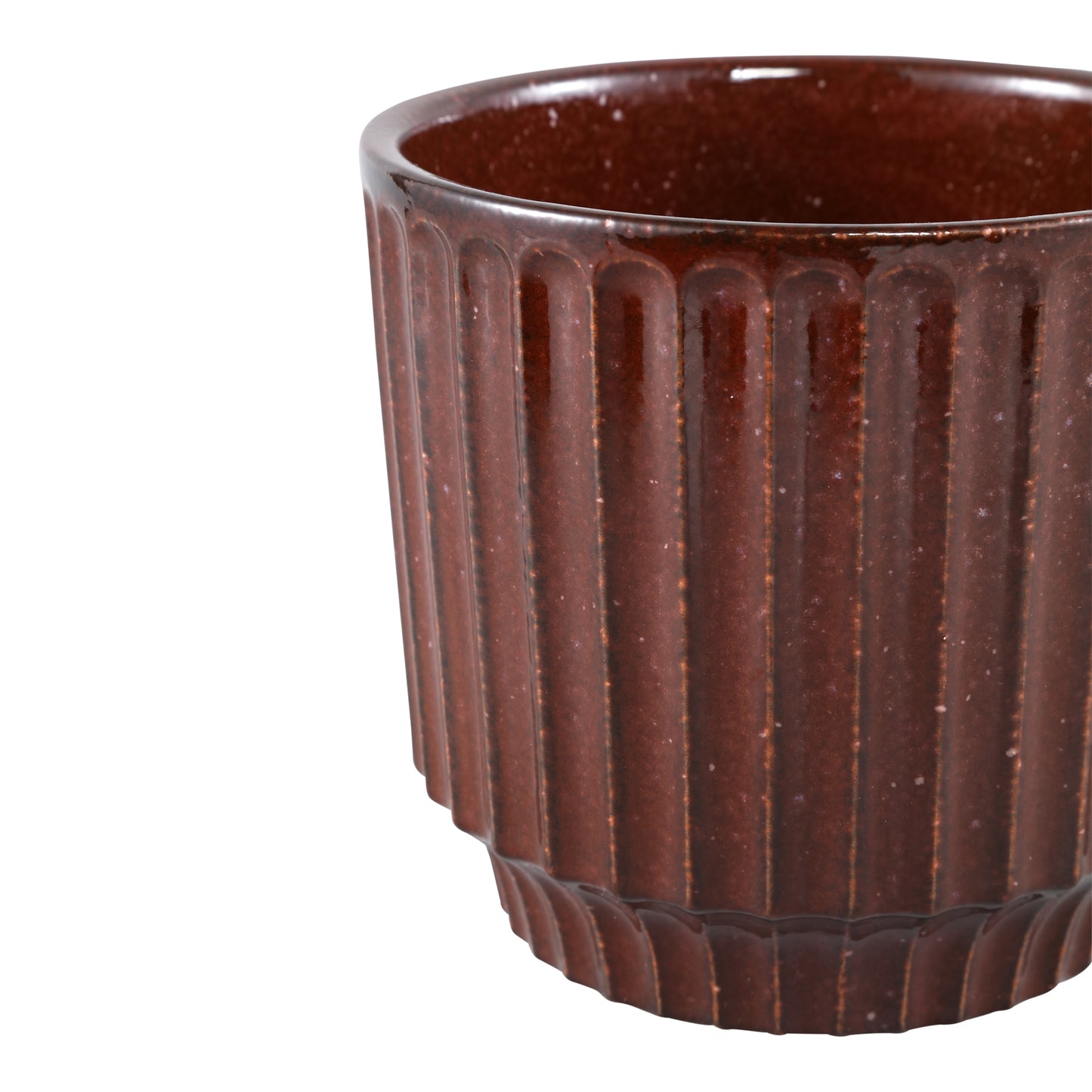 Hodor Bordeaux Glazed Ceramic Round Pot Lines L