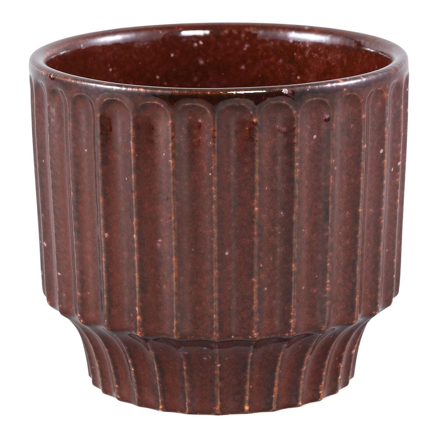Hodor Bordeaux Glazed Ceramic Round Pot Lines S