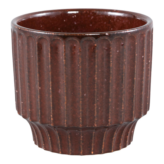 Hodor Bordeaux Glazed Ceramic Round Pot Lines S