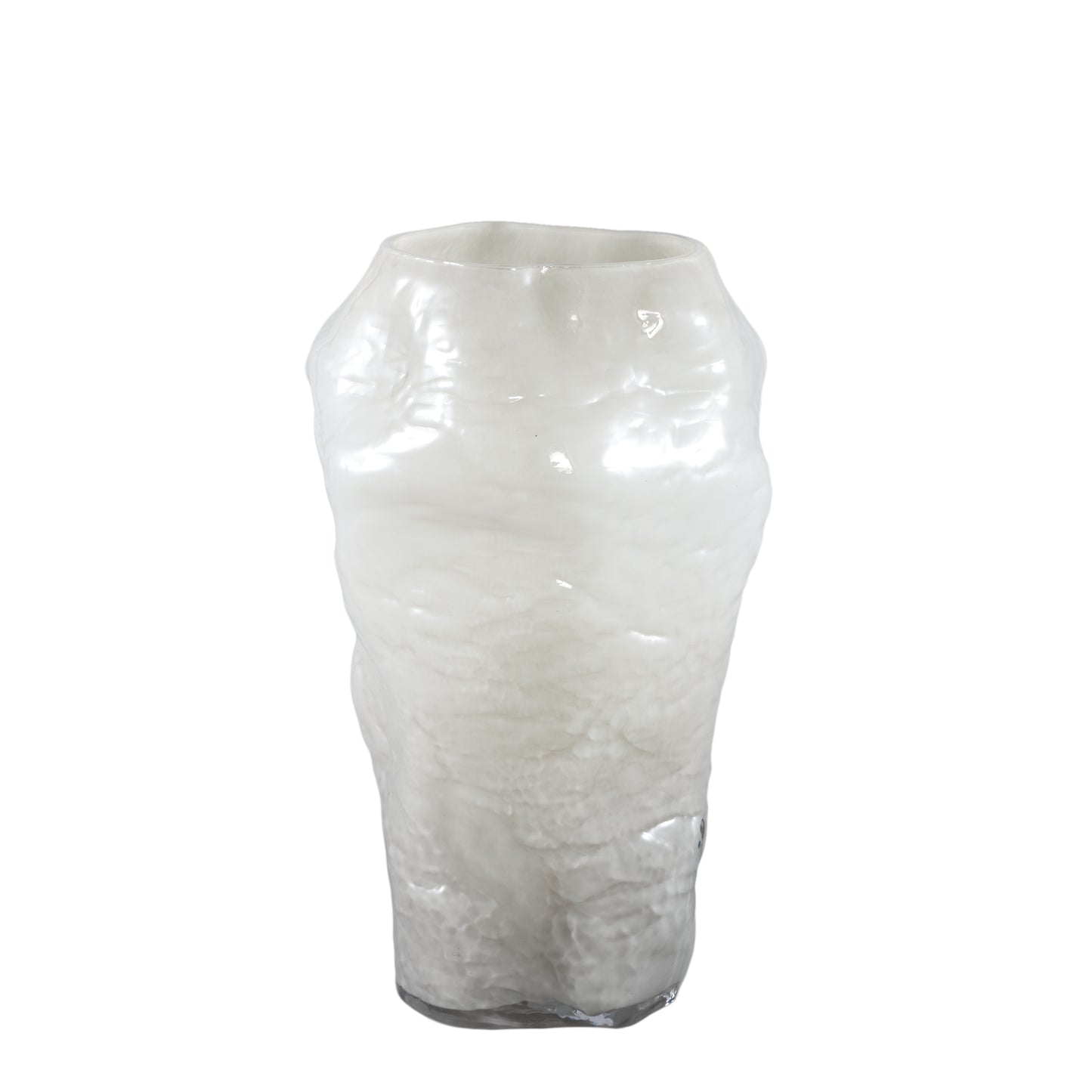 Riley White Glass Vase Round Irregular Shape