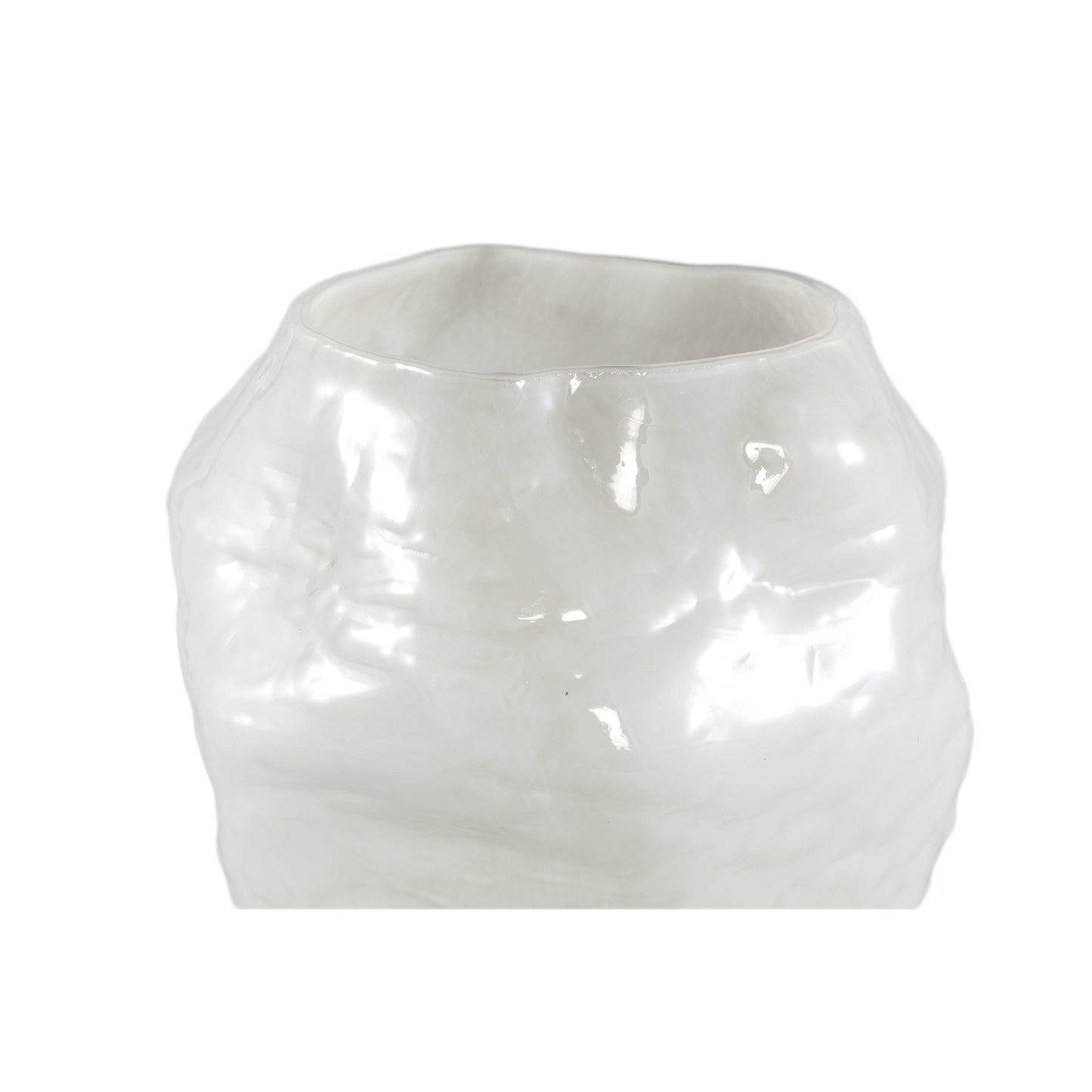 Riley White Glass Vase Round Irregular Shape