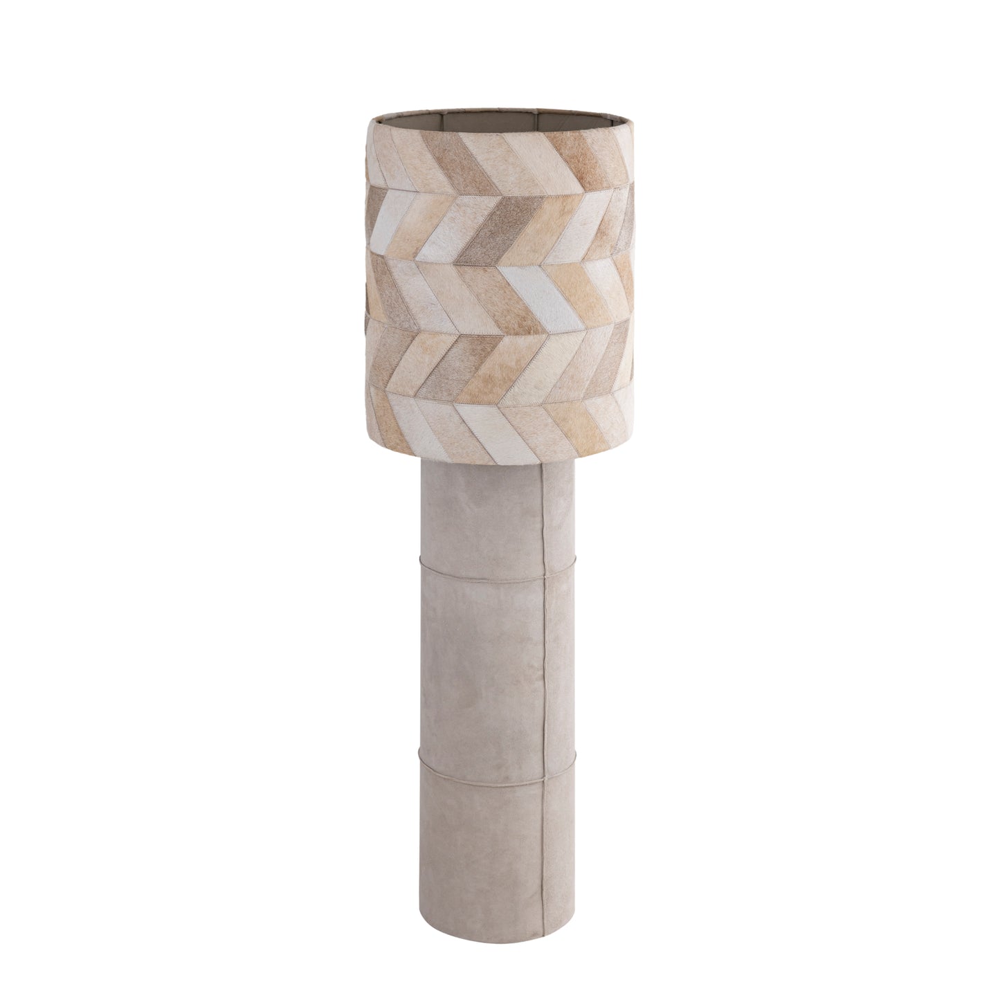 Joanne Beige Suede Floor Lamp Patch Cowhair Shade
