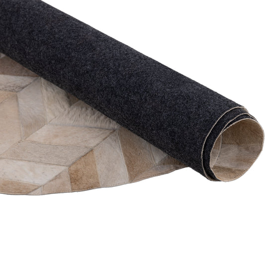 Joanne Beige Cowhair Patchwork Carpet Oval  S