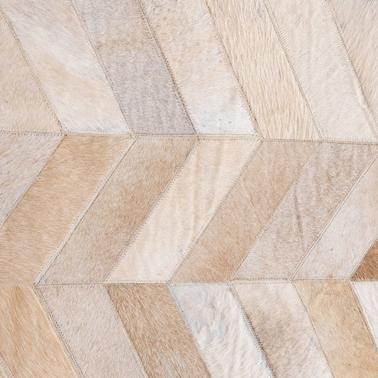 Joanne Beige Cowhair Patchwork Carpet Oval  L