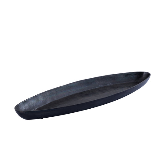 Yaren Zwart Aluminium Ovale Schaal Met Rand Klein 6.5x88x29 cm