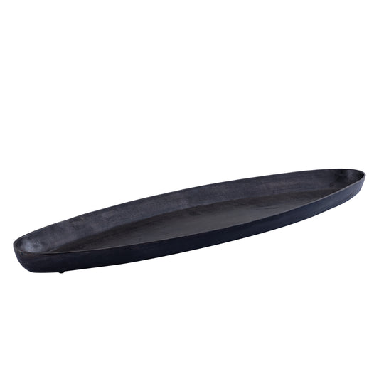 Yaren Black Alu Oval Bowl With Border Large
