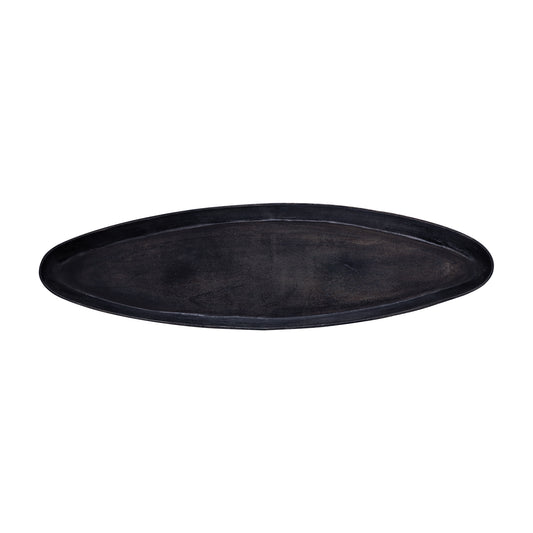 Yaren Zwarte Aluminium Schaal Ovaal Met Rand Groot 7x106x33 cm