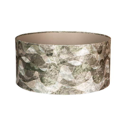 Mocca Green Fabric Wavy Stripes Lampshade Round M