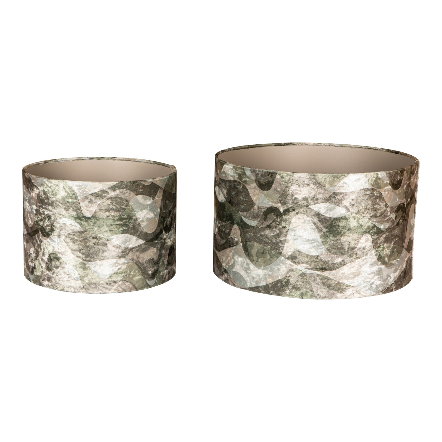 Mocca Green Fabric Wavy Stripes Lampshade Round M