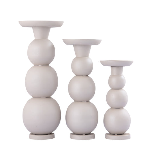 Shannan Crème Ronde Kandelaar Met Gloeilampen L 52.5x20x20 cm