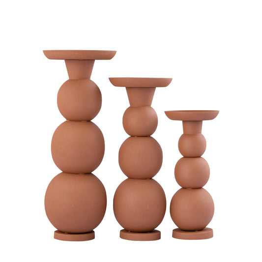 Shannan Roestkleurig Rond Ijzeren Kandelaar Met Glazen Bollen M 45x18x18 cm