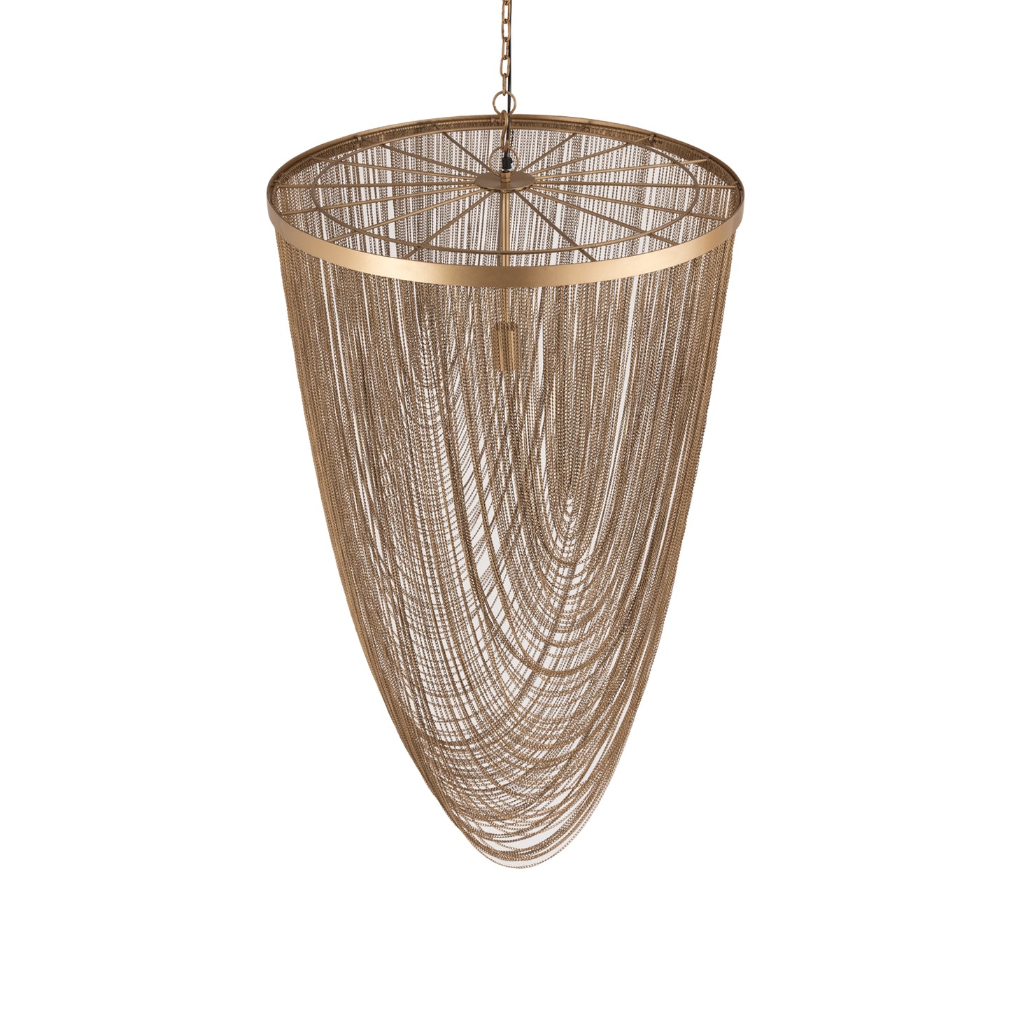 Nishan Gold Iron Chains Round Hanging Lamp L