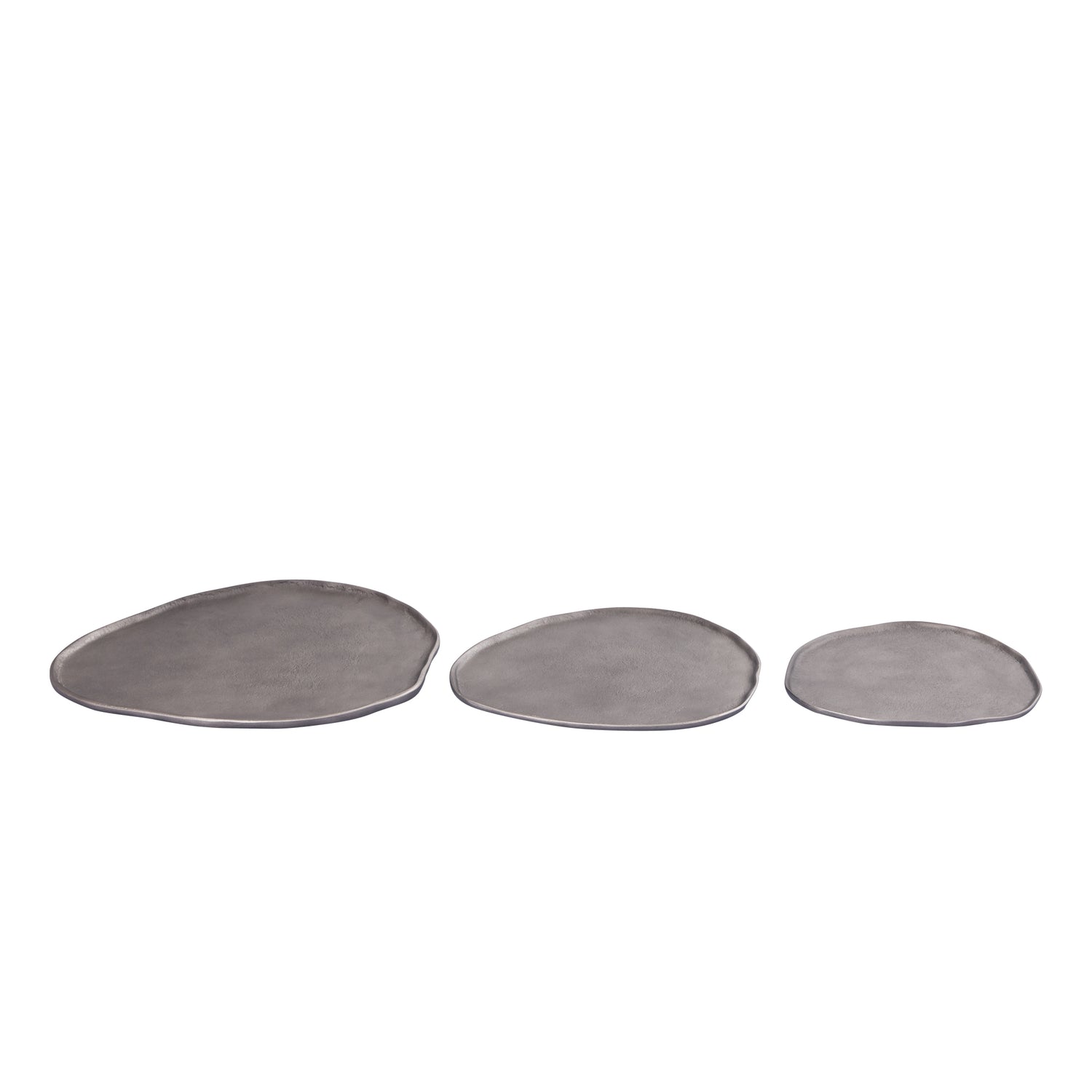 Kora Zilveren Gegoten Aluminium Organische Schaaltje Klein - Set van 4 1x24x21 cm