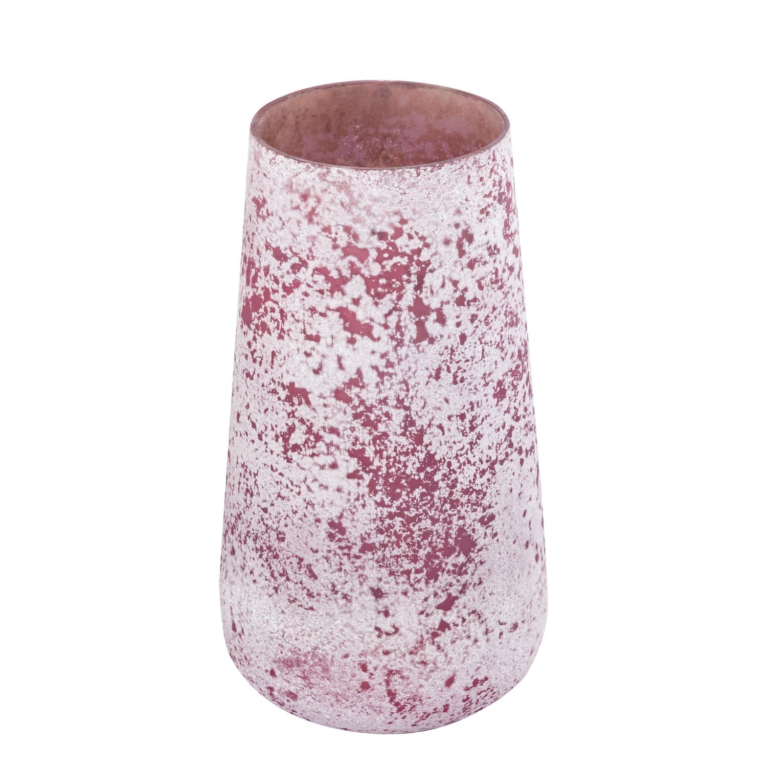 Marcy Roze Glazen Windlicht Rond Ruw Set van 4 Stuks - 4 Sets 30x16x16 cm