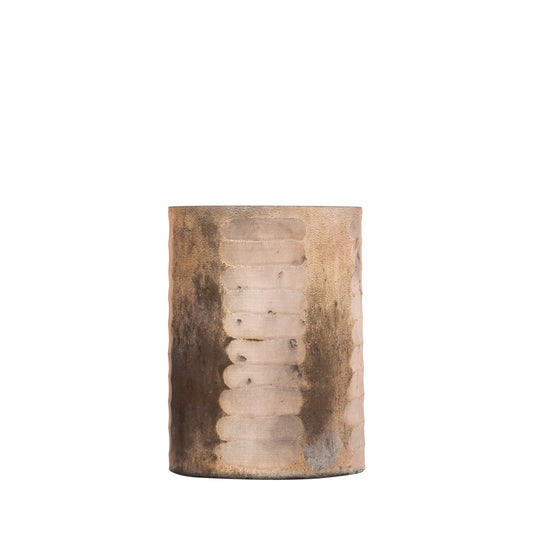 Somer Roze Glazen Windlicht Rond met Ets Set van 6 Stuks - 6 Sets 16x12x12 cm
