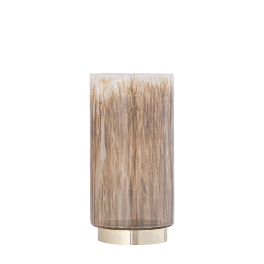 Allie Bruin Glas Windlicht Rond Metaalgoud Set van 4 Stuks - 4 Sets 20x10x10 cm