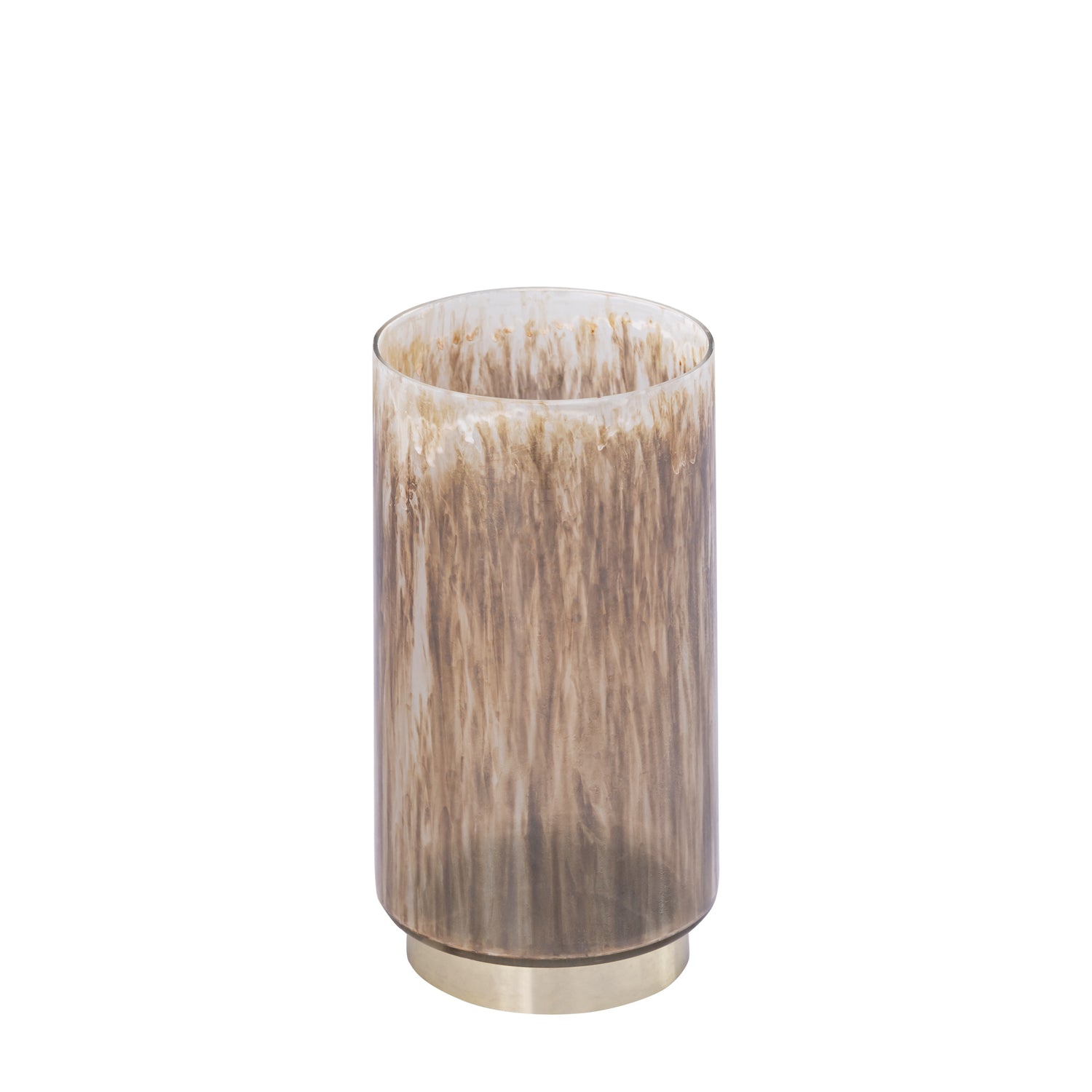 Allie Bruin Glas Windlicht Rond Metaalgoud Set van 4 Stuks - 4 Sets 20x10x10 cm