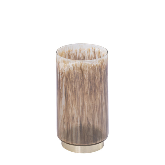 Allie Bruin Glas Windlicht Rond Metaalgoud Set van 4 Stuks - 4 Sets 20x10x10 cm