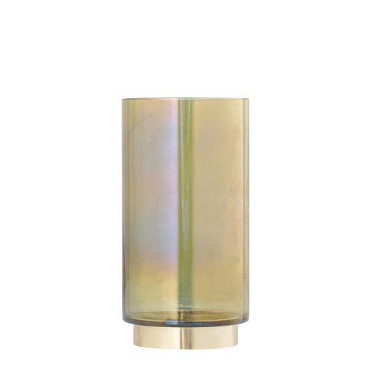 Norah Groen Glazen Windlicht Set van 4 Stuks met Gouden Metalen Voet - 4 Sets 20x10x10 cm