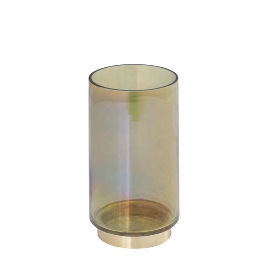Norah Groen Glazen Windlicht Set van 4 Stuks met Gouden Metalen Voet - 4 Sets 20x10x10 cm
