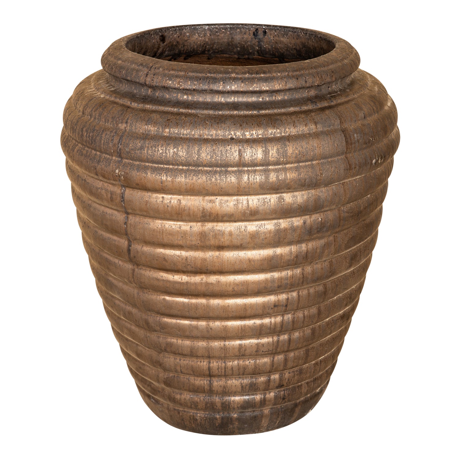 Jerzy Bronzen Keramische Pot Geribbed Rond 70x60x60 cm