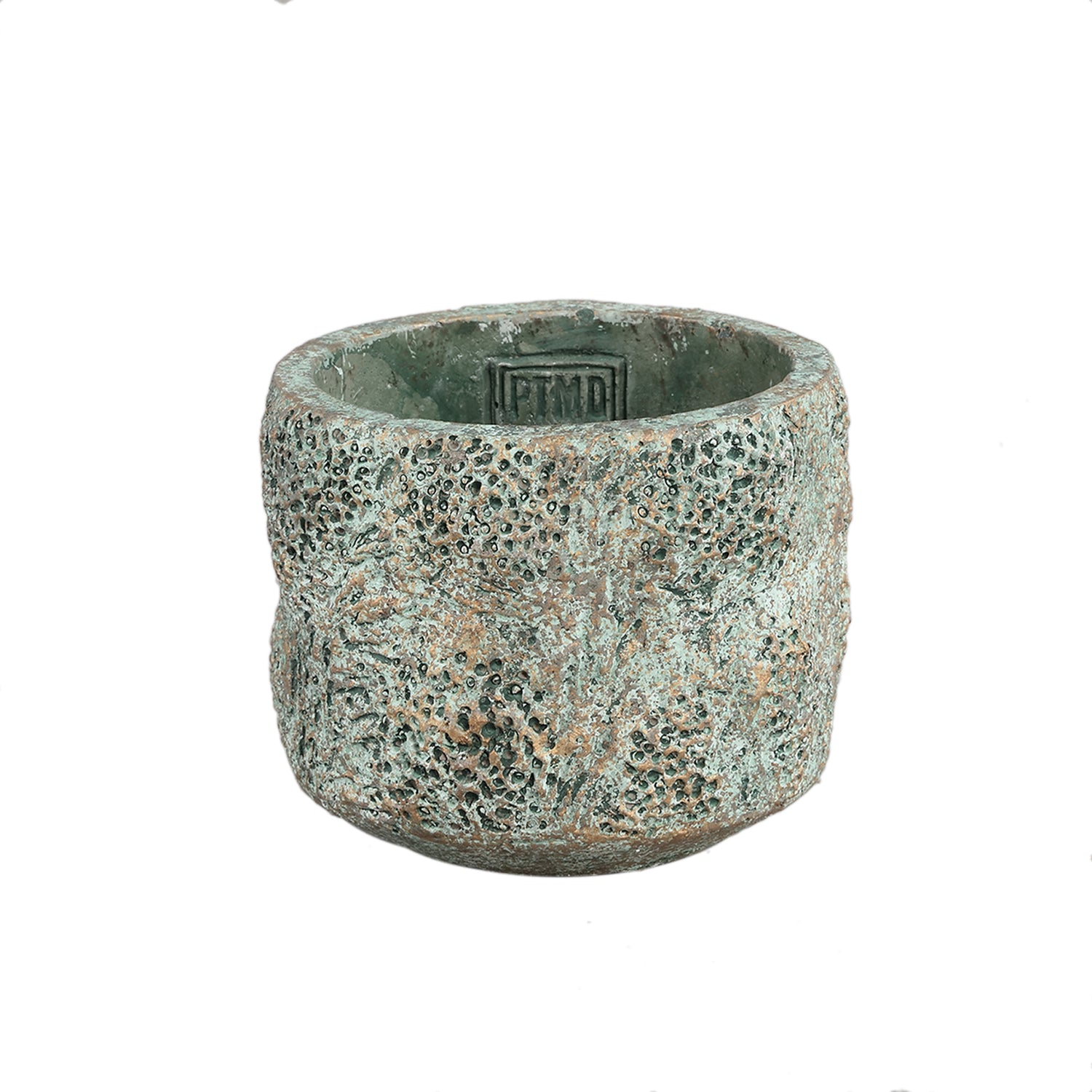 Ailbe Groene Cement Ronde Pot Ruw Patroon S - Set van 12 9x12x12 cm