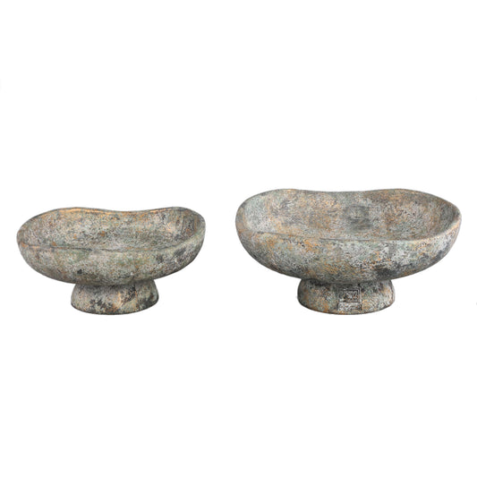 Rokas Grijze Cement Schaal Op Voet S Set van 6 Stuks 11x26x26 cm