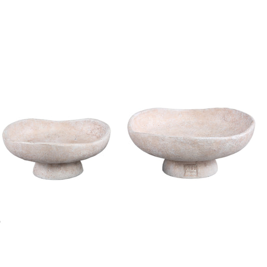 Rokas Witte Cement Schaal Op Voet S - Set van 6 Stuks 11x26x26 cm