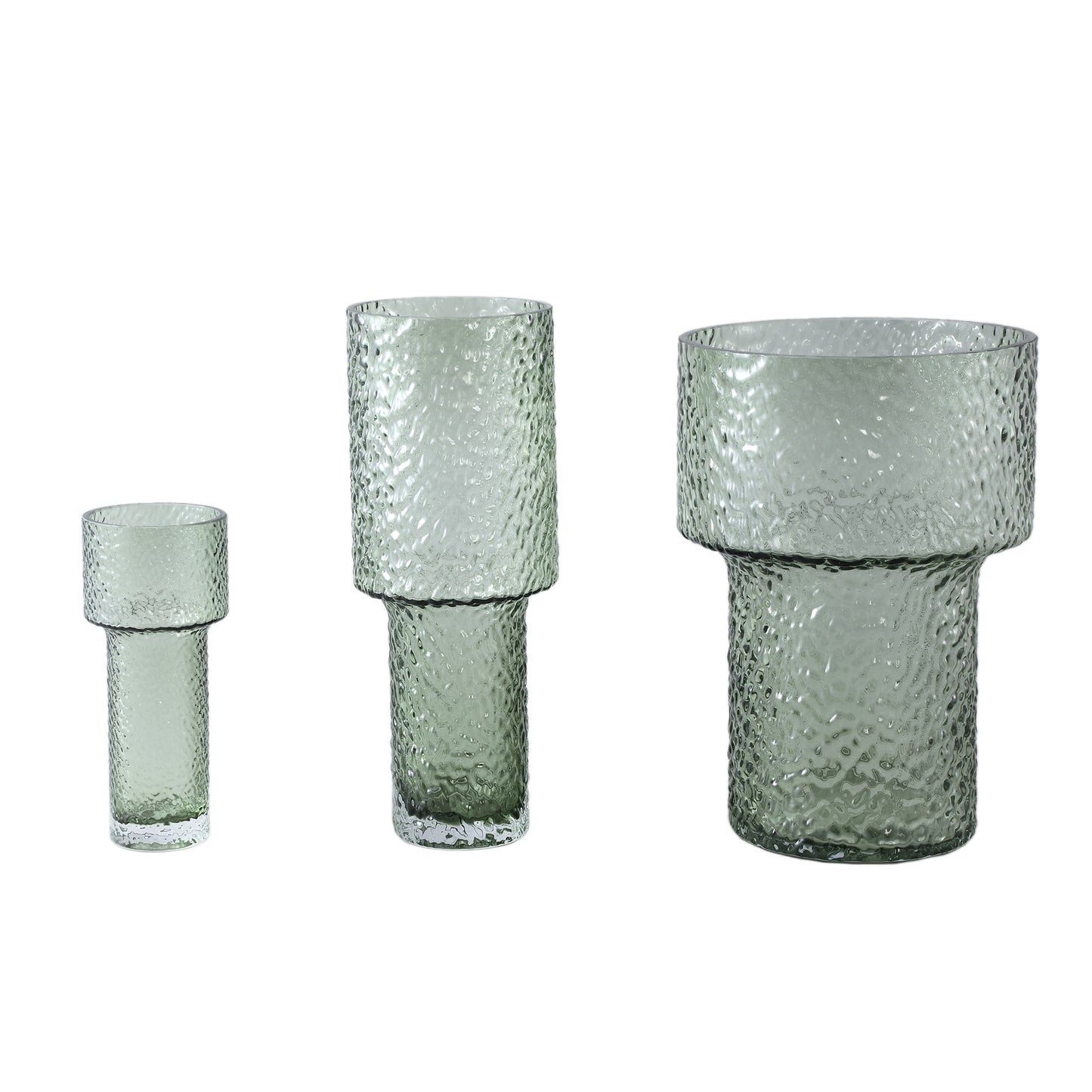 Blane Groen Gestippelde Glazen Vaas Rond Brede Rand L 30x21x21 cm