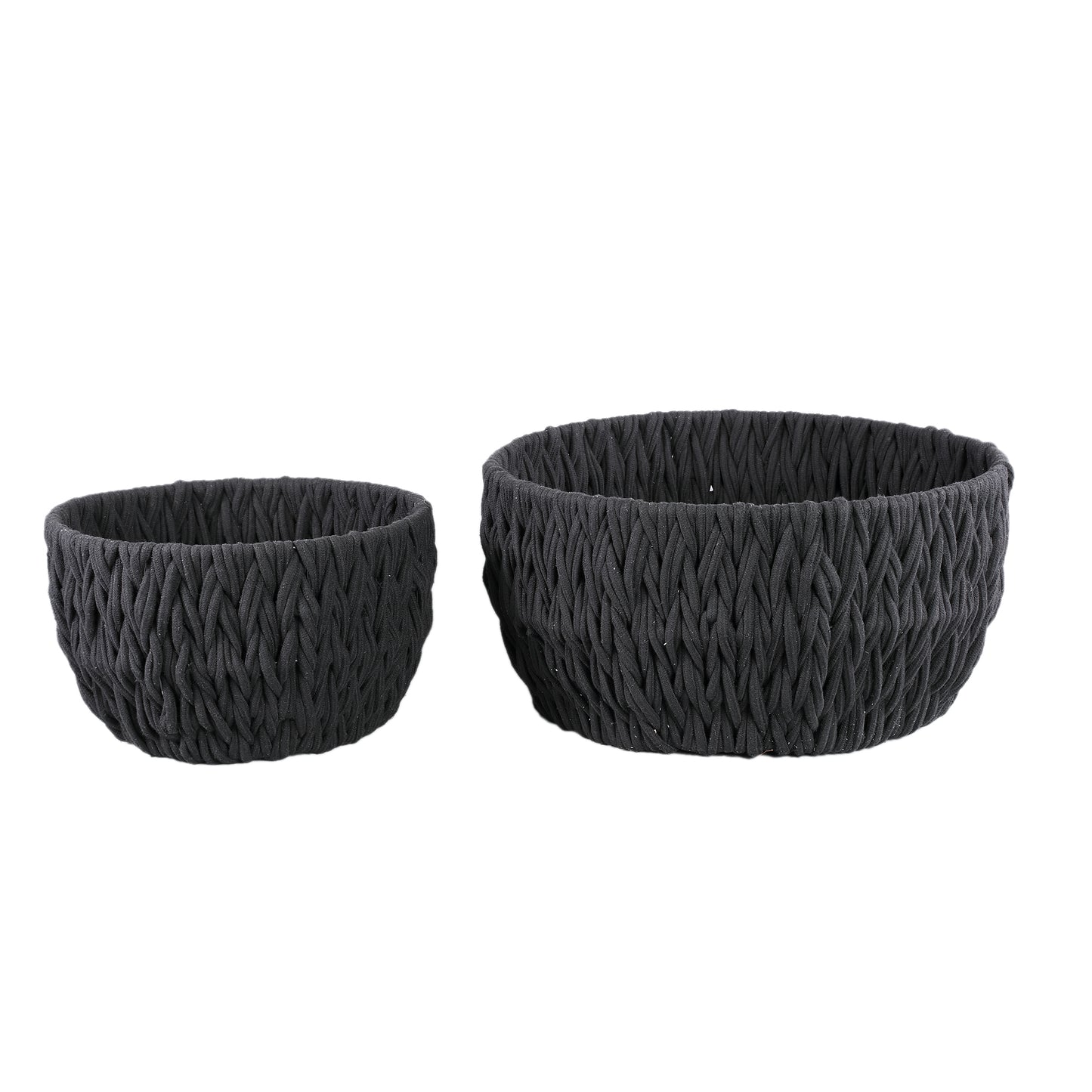 Elliot Zwarte Linnen Touw Mand Rond Set van 2 28x55x55 cm