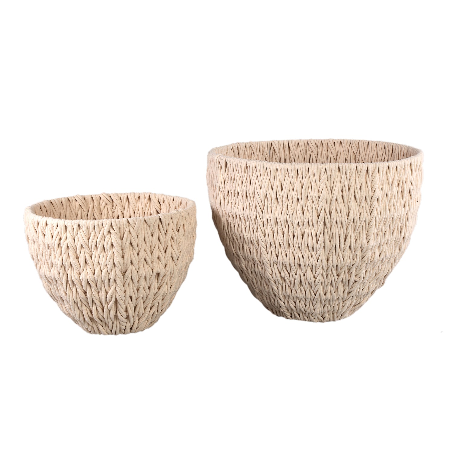Elliot Crème Linnen Touw Rond Mand Set van 2 45x58x58 cm
