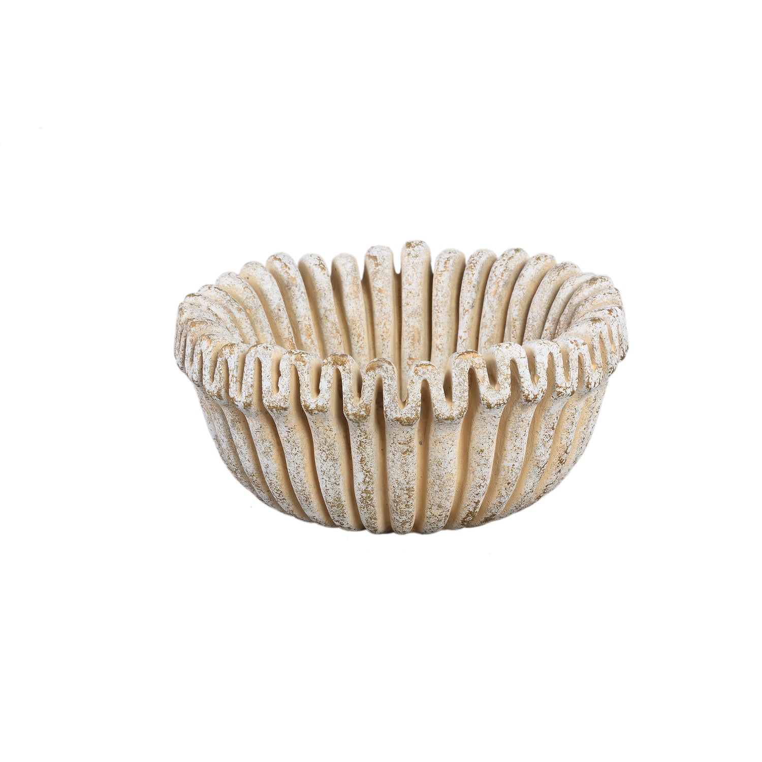 Raffay Crème Cement Ronde Pot met Ribbels Set van 4 - 4 Sets 12x25x25 cm