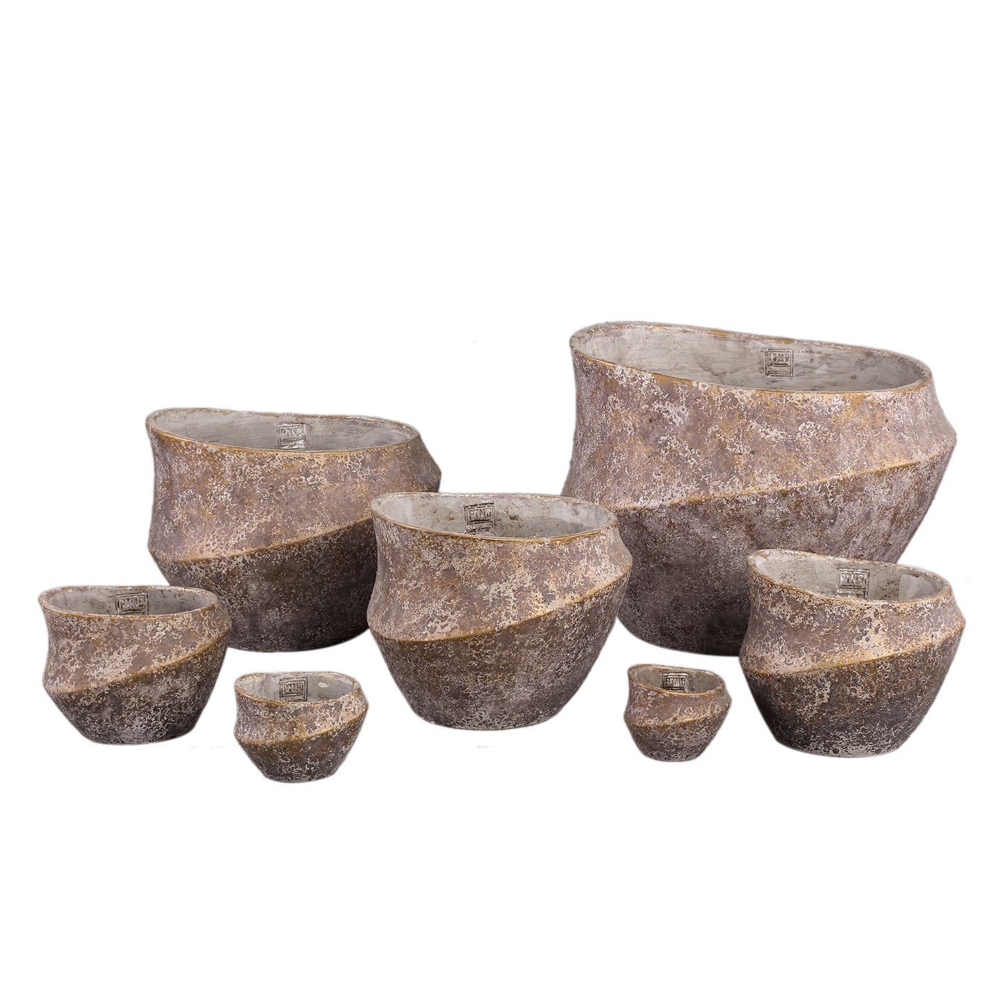 Rishell Bronze Cement Round Pot With Line Big S