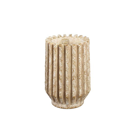 Zariya Cream Cement Round Pot Ribbed Lines High XS