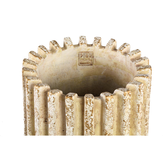 Zariya Crème Cement Pot Rond met Ribbels Hoog L 55x29x29 cm