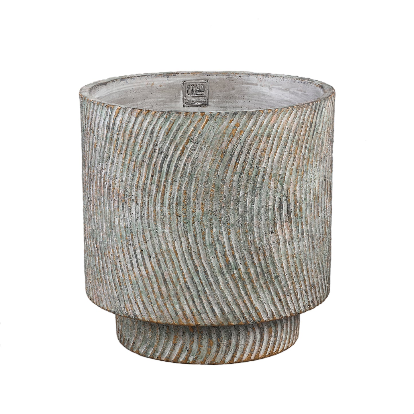 Nigel Grijs Cement Ronde Pot Met Lijnenpatroon M 30x30x30 cm