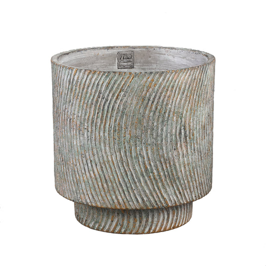 Nigel Grijs Cement Ronde Pot Met Lijnenpatroon M 30x30x30 cm