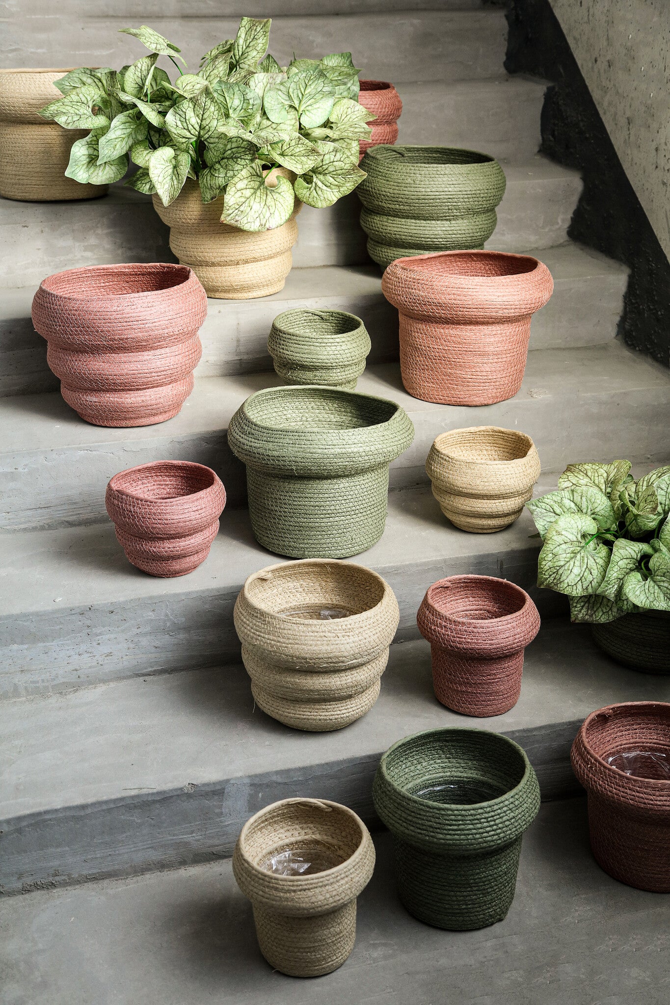 Summera Pink Round Paper Rope Pot W Border SV3